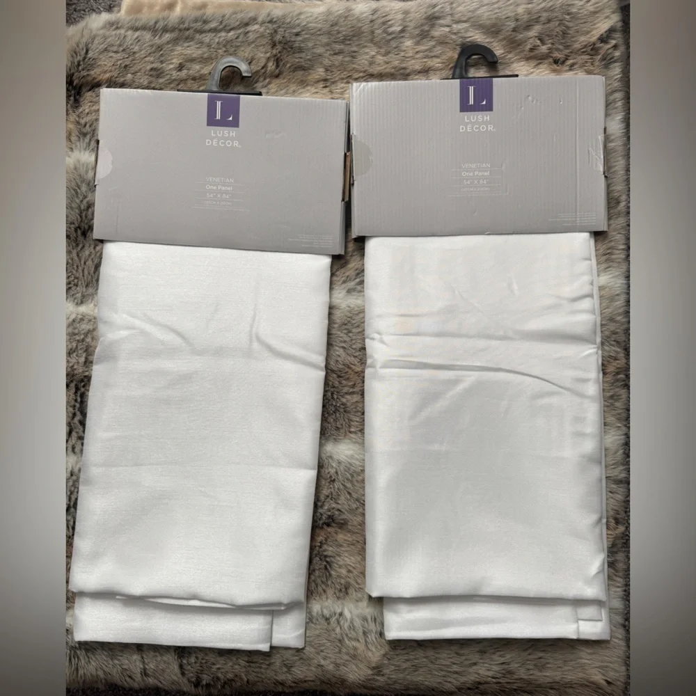 NWT Lush Decor Venetian Curtain White Window Panel for 84” x 54”, White 2 PACK